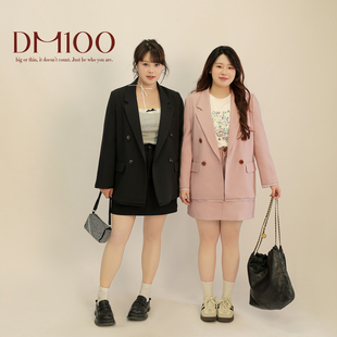 气质箱型西服翻驳领刺绣西装 女装 外套 百分百2025春新款 DM100大码