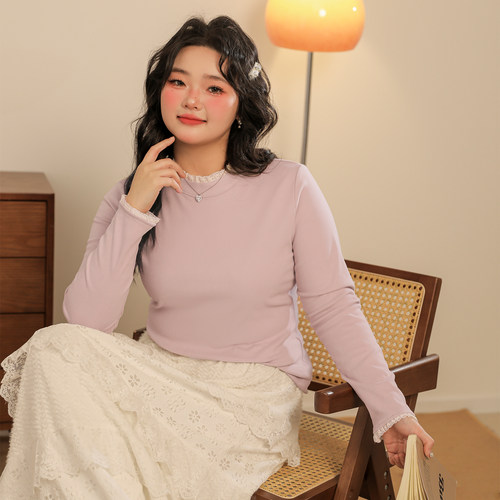 DM100打底花边半高领德绒针织衫