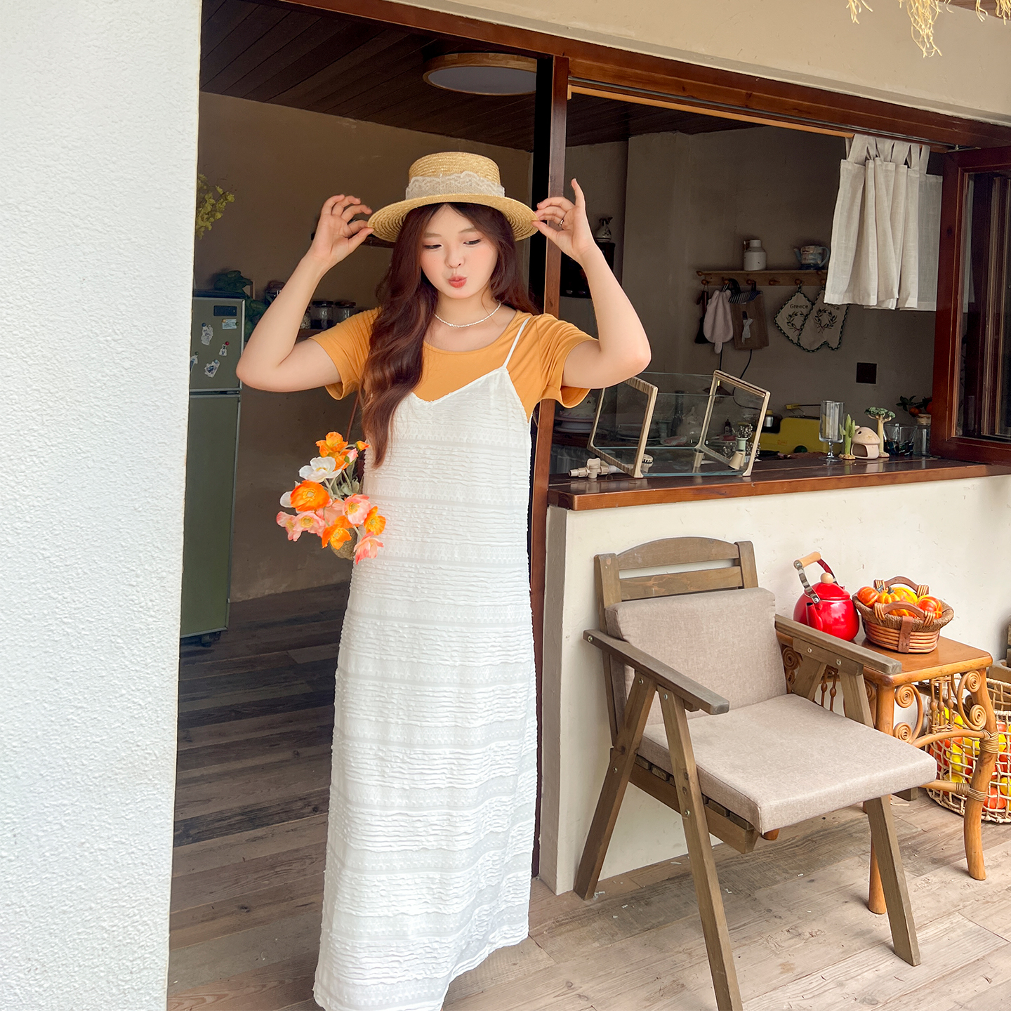 DM100大码百分百女装夏季胖mm针织肌理感吊带裙微收腰直筒连衣裙