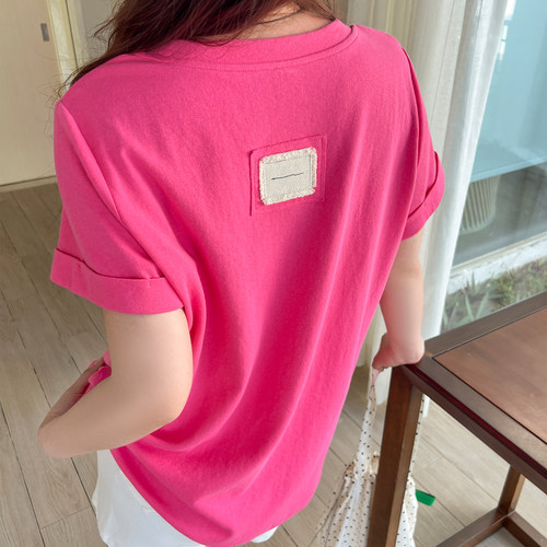 DM100大码百分百女装微胖正肩胖妹妹宽松显瘦T恤胖mm棉麻短袖上衣