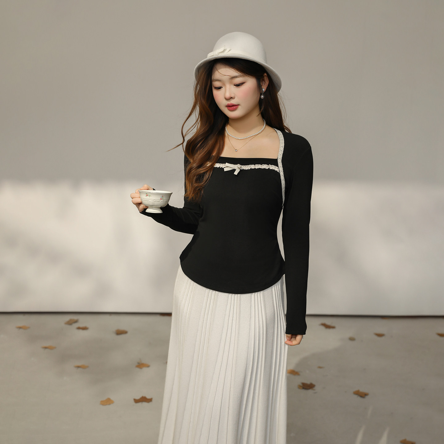 【1/16新品 20点 年货节立减15%】DM100大码法式方领花边针织T恤,女装/女士精品,大码内搭,淘宝优惠券,粉丝福利购,淘宝优惠卷