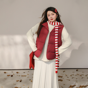 百搭短款 时尚 DM100大码 红色棉服马甲外套 新年焕新红色战袍