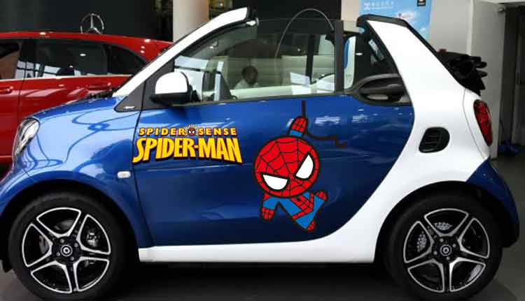 知豆D2电动汽车卡通车贴纸Q版蜘蛛侠奇瑞eq1宝骏e100smart拉花