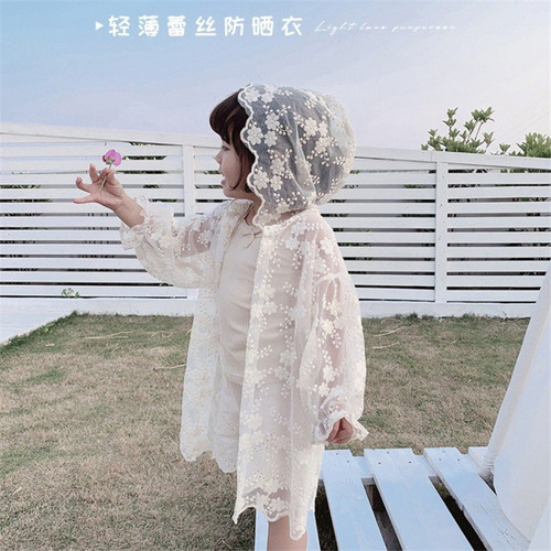 中大防晒宝宝蕾丝亲子空调衫外套