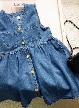 女童韩版牛仔裙柔软2025夏季女宝宝洋气背心裙背带裙无袖连衣裙子