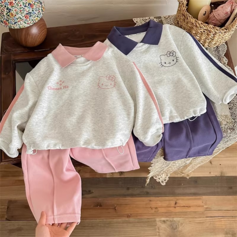 2025秋季女童卡通猫咪运动两件套