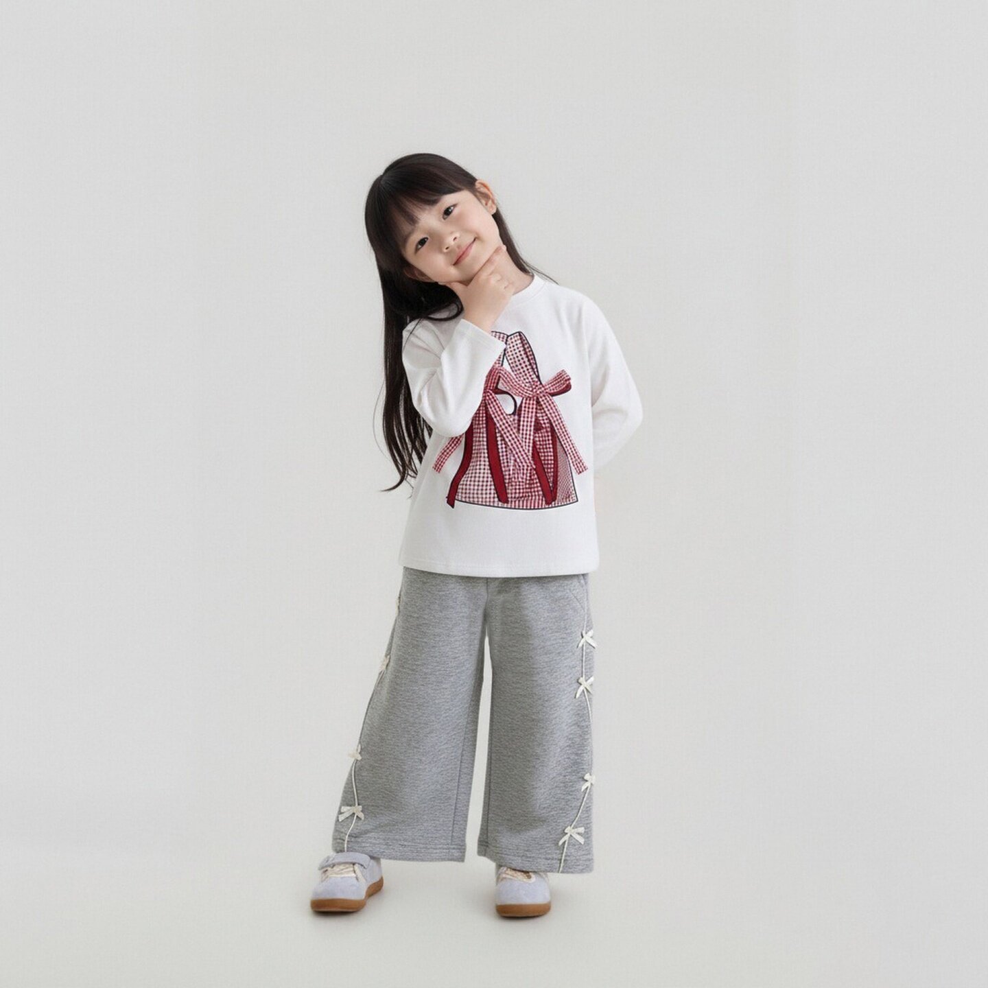 2026春装新款女童长袖T恤上衣 儿童宝宝洋气时尚立体蝴蝶结打底衫