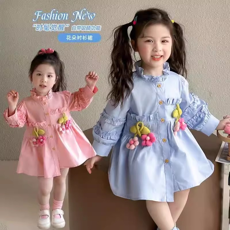 女童衬衫裙2025春秋季新款