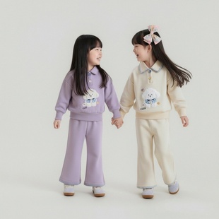 超好看春秋新款女童小狗翻领卫衣卫裤套装儿童洋气时尚休闲两件套