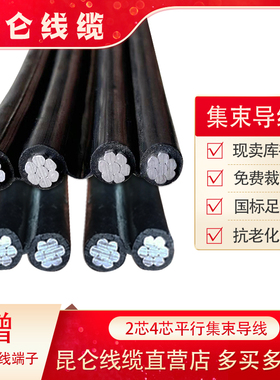 平行集束导线JKLYS 2/4芯10/16/25/35/50平方铝线 70户外架空绝缘