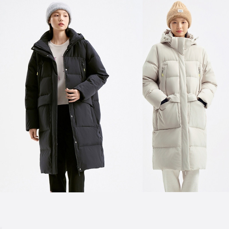 特步女款中长羽绒服冬季新款保暖防风女外套上衣976428 640193