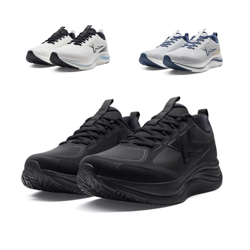 特步青云GO男跑鞋2025冬季新款革面缓震轻便运动鞋975419 110080