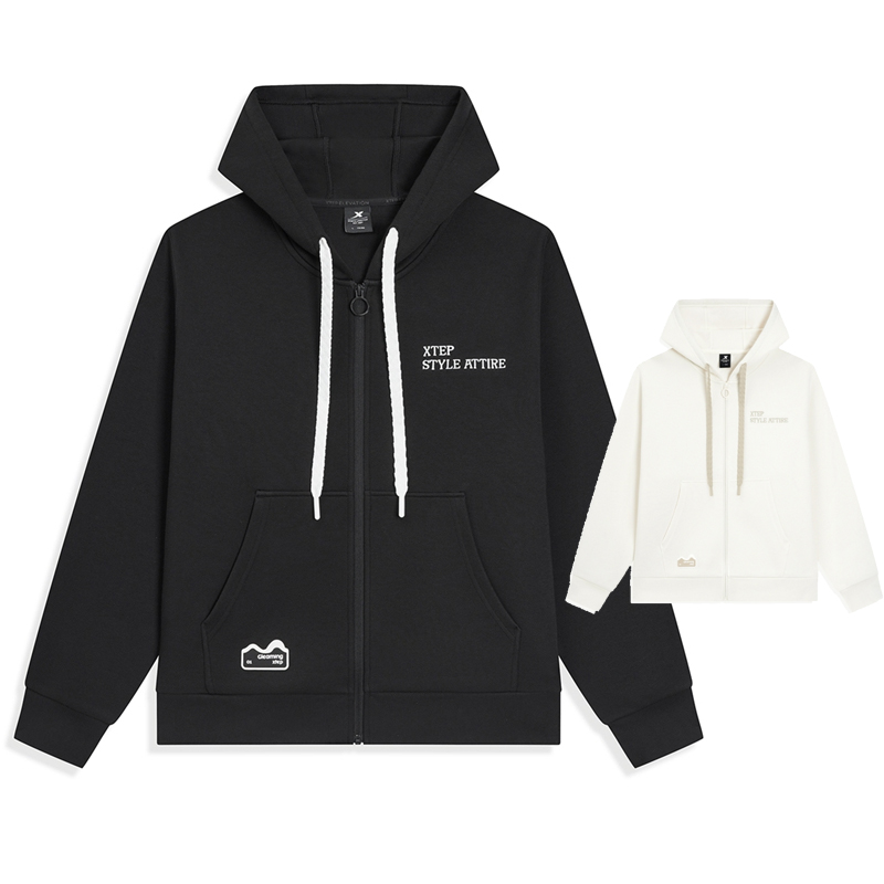 特步2025冬针织连帽上衣女卫衣外套正品春秋运动服975428 940676