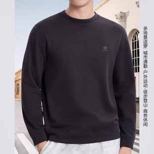 思念2382秋冬新款羊毛蚕丝轻奢男士打底衫休闲百搭圆领保暖上衣