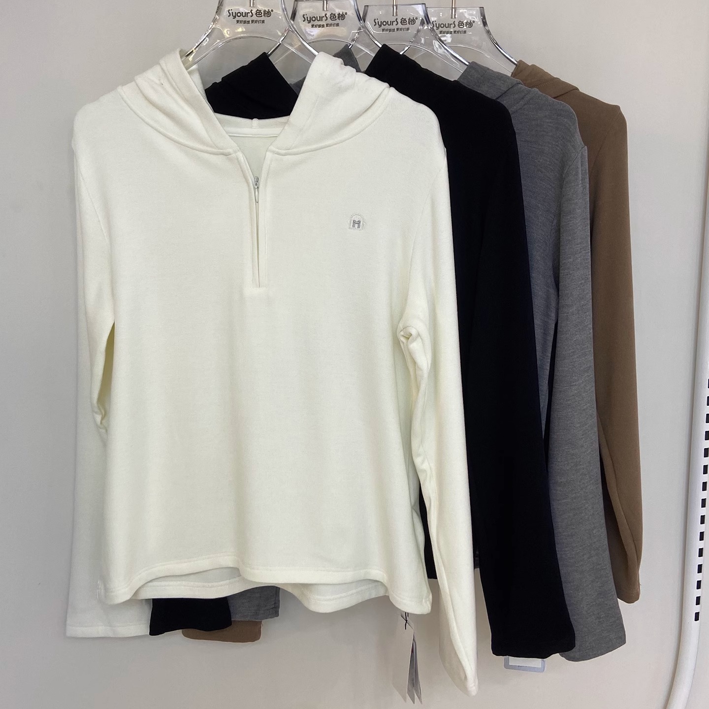 色柚3041秋冬季女半拉链卫衣