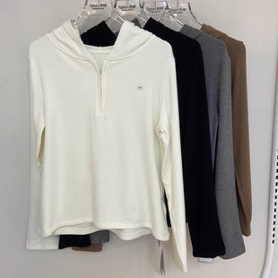 连帽卫衣 外穿内搭打底衫 清仓特价 色柚3041秋女半拉链针织螺纹时尚