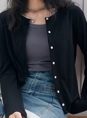 511莱赛尔简约街头风女圆领纽扣开衫外套薄款防晒衫百搭显瘦上衣
