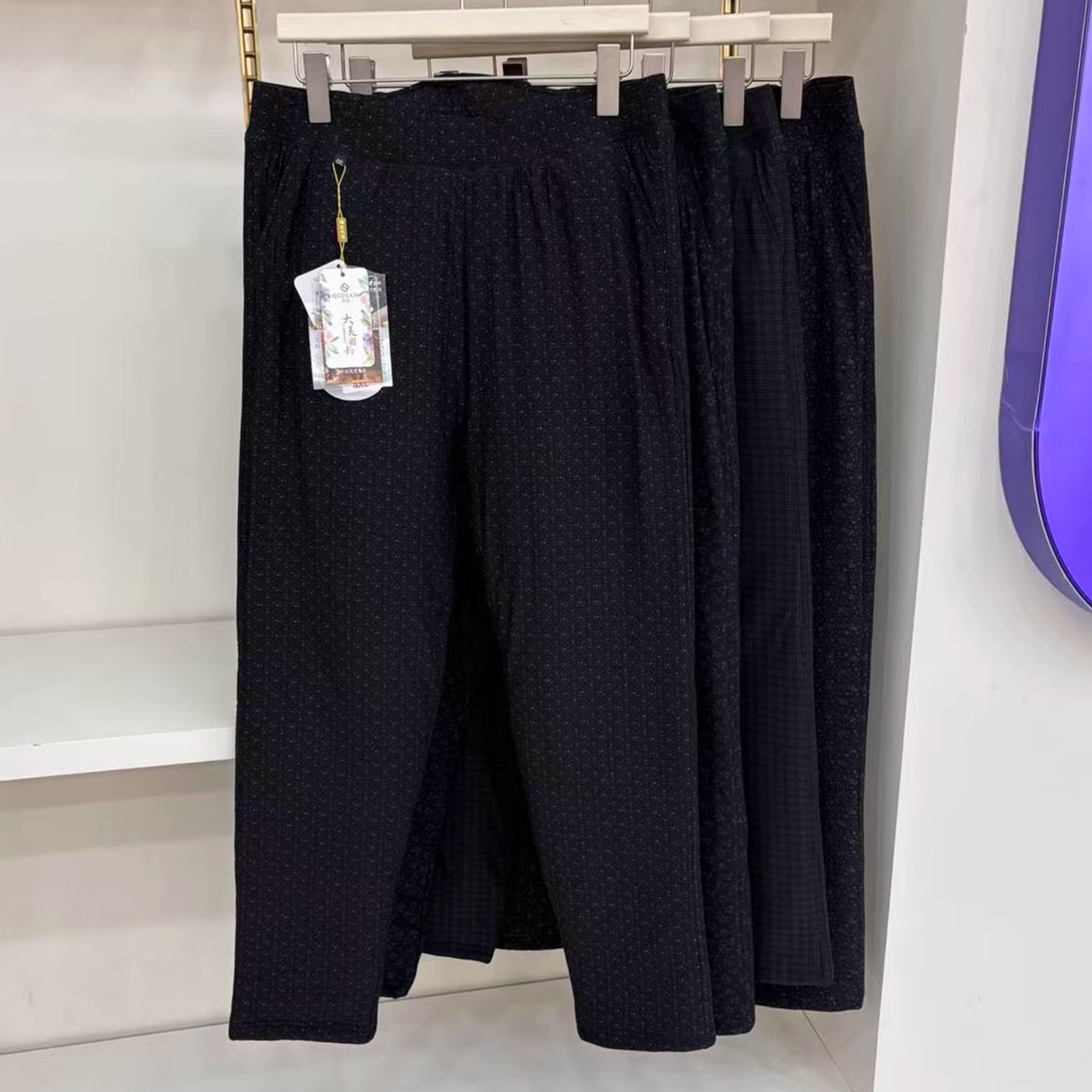 启点802冬女士中老年加肥大码蚕丝驼绒加厚加厚护膝花棉裤保暖裤