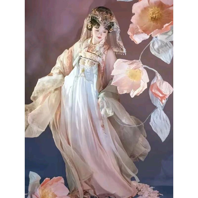 汉服女春樱原创唐制齐胸儒裙日常刺绣大袖超仙汉元素女套装春秋款