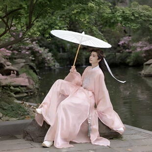 【桃粉】唐朝唐制圆领袍粉色男女款春夏绣花古风仙气飘逸古装套装