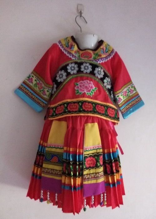 新款壮族瑶族葫芦丝舞台演出服饰/苗族儿童女孩服装/舞蹈表演服装
