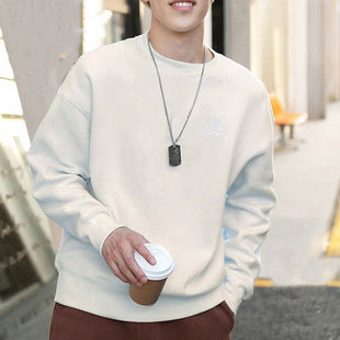 adidas阿迪达斯加绒卫衣男冬季新套头衫奶白运动服加厚外套HL2282