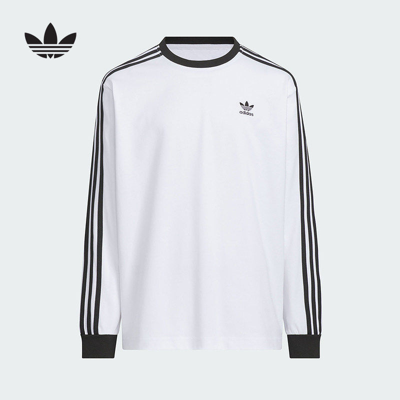 adidas阿迪达斯三叶草秋季新款男小童棉质运动长袖圆领T恤 HY2