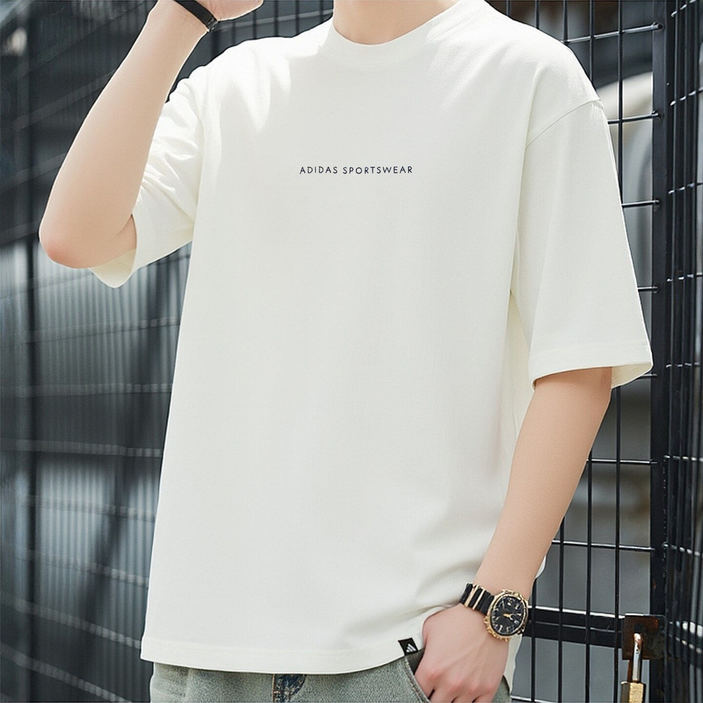 阿迪达斯纯色短袖男夏季