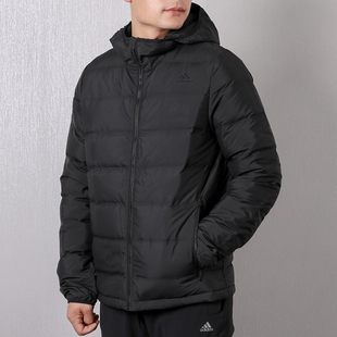 阿迪达斯男装2025冬季新款防风连帽保暖运动休闲羽绒服外套JX1808