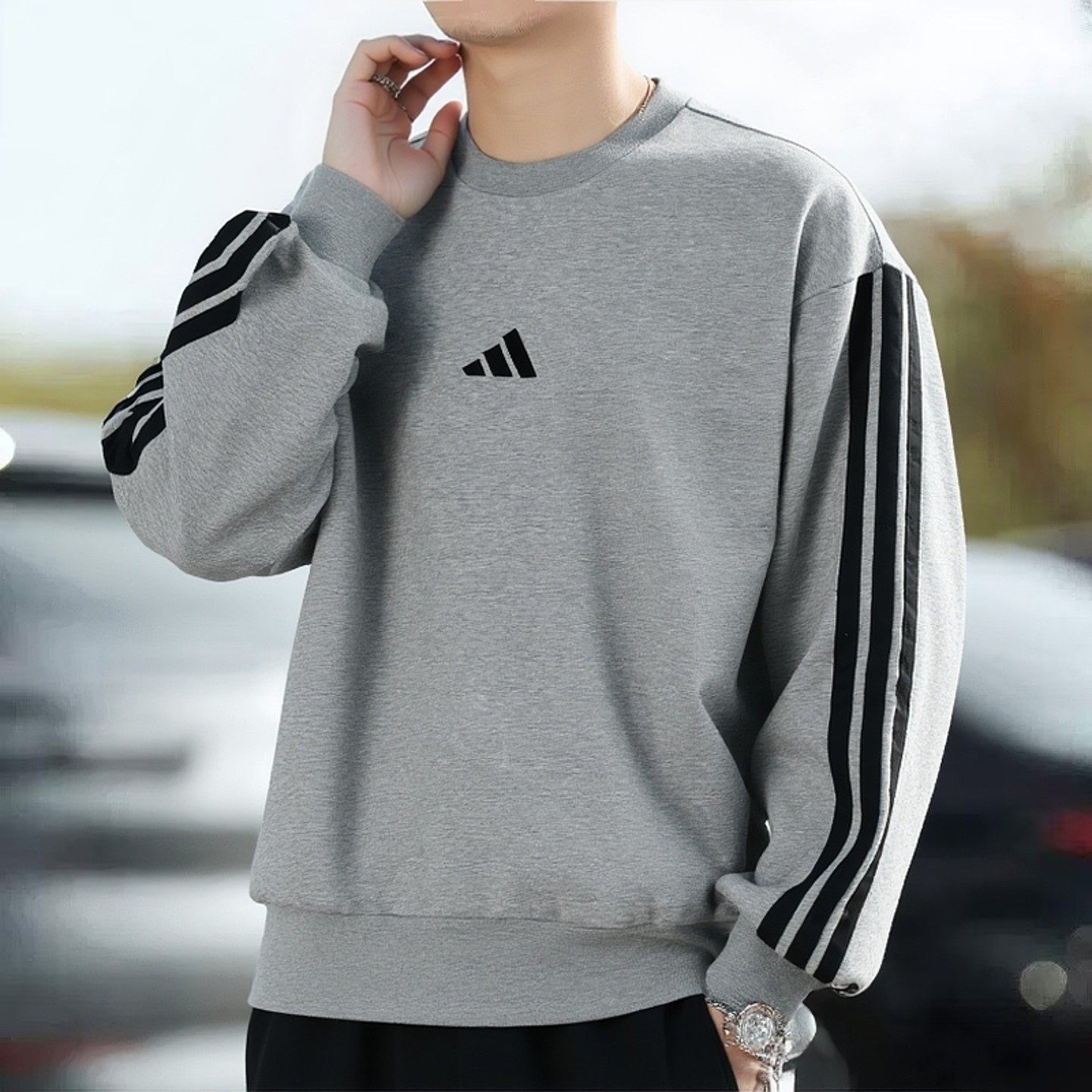 阿迪达斯灰色厚棉T男秋款针织加绒保暖套头衫外套休闲运动打底衫,运动服/休闲服装,运动卫衣/套头衫,淘宝优惠券,粉丝福利购,淘宝优惠卷