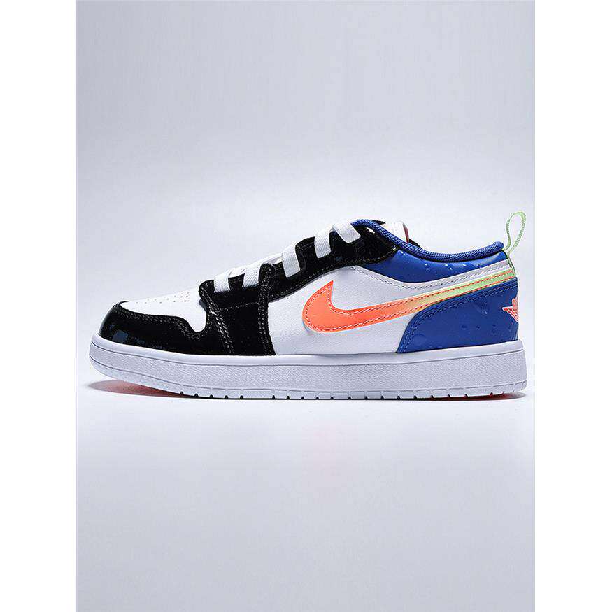 耐克男女童鞋AIR JORDAN 1黑白蓝彩勾AJ1幼童运动板鞋II1250-100