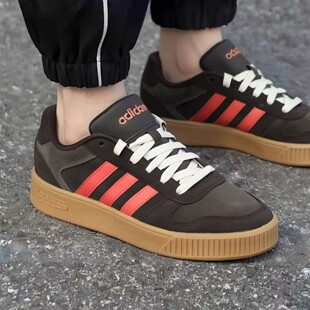 阿迪达斯板鞋男冬季新款翻毛皮篮球复古低帮棕色休闲鞋男鞋JP8234