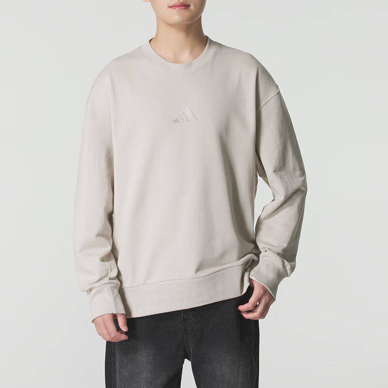 阿迪达斯卡其色卫衣男士外套新款跑步运动服时尚透气休闲套头衫