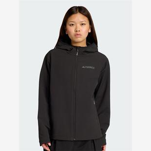 adidas阿迪达斯梭织户外透湿干燥保暖运动女连帽夹克外套 KE6435