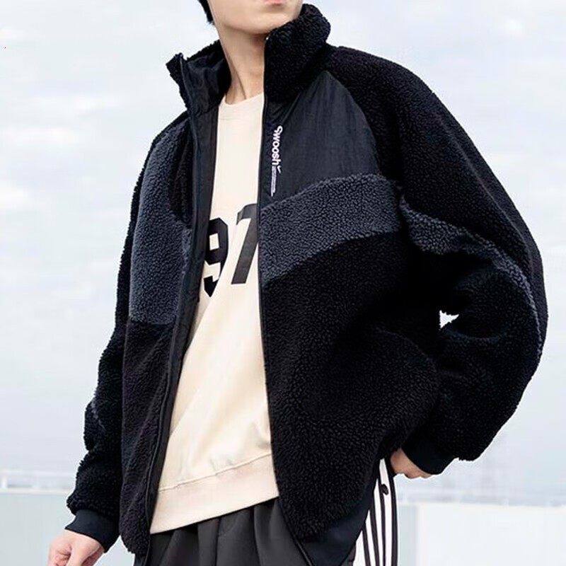 羊羔绒外套Nike耐克两面穿防风保暖休闲上衣翻领宽松运动装FB1910
