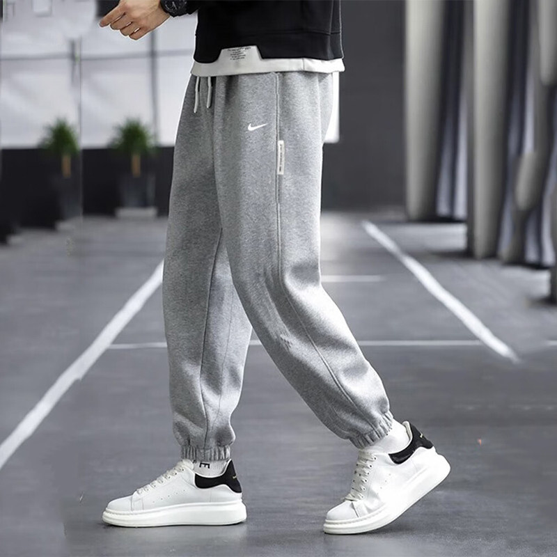 NIKE耐克裤子男款秋冬灰色卫裤针织休闲长裤宽松束脚运动裤CK6366