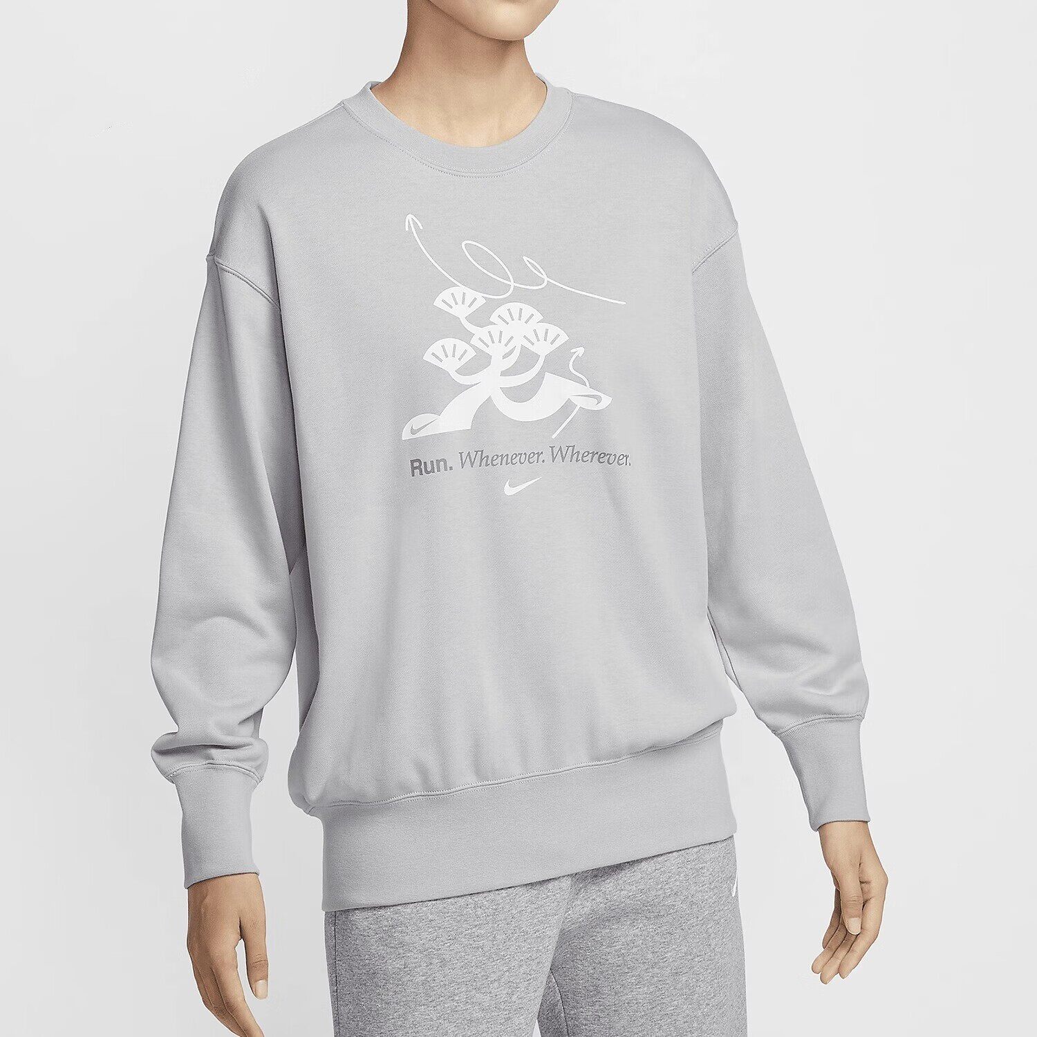 Nike耐克宽松大码卫衣正品毛圈外套女子运动服冬季新款圆领套头衫