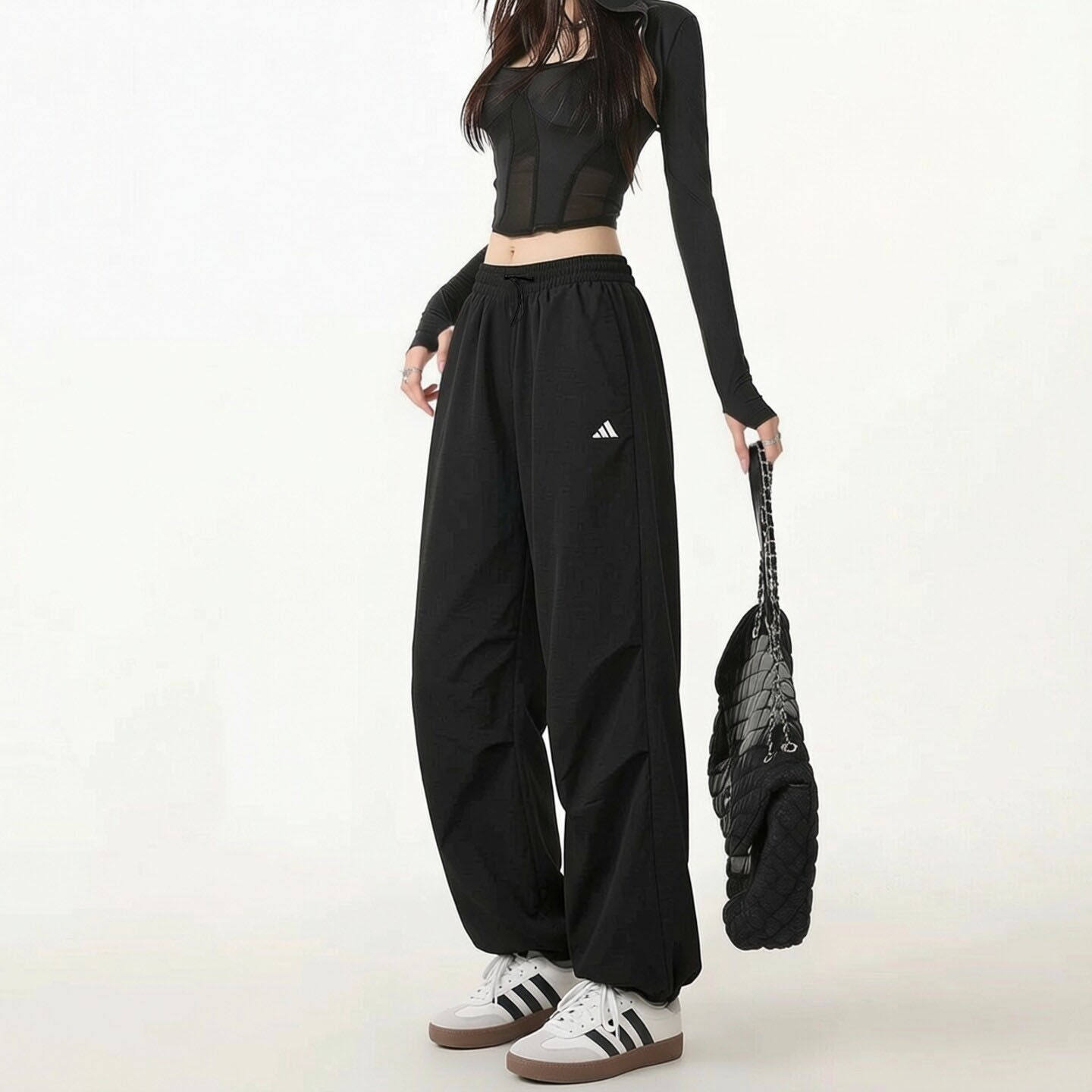 Adidas梭织束口裤女裤子