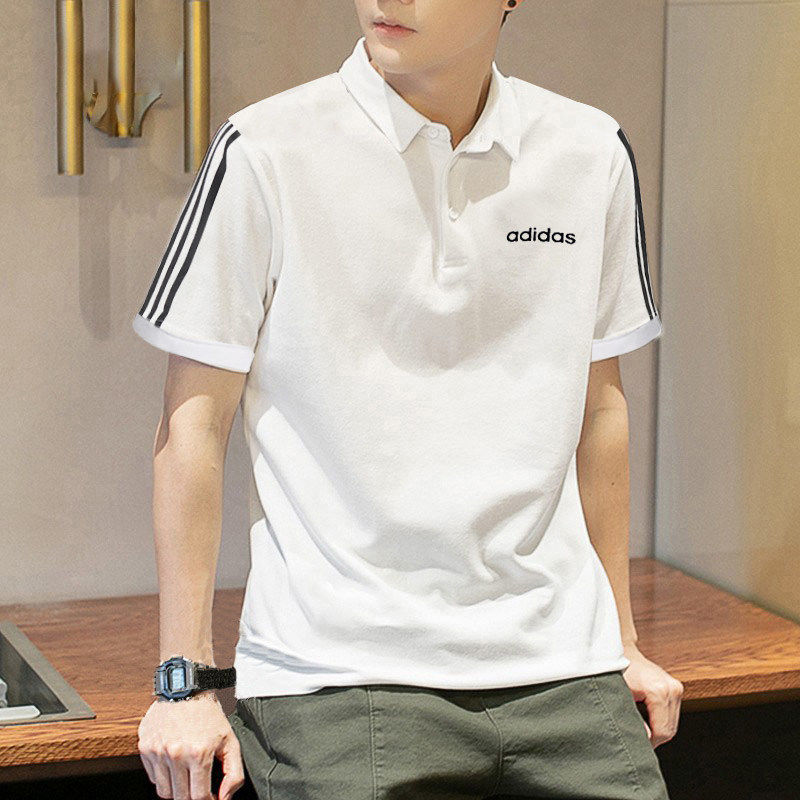阿迪达斯白色短袖男polo