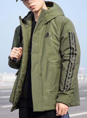 阿迪达斯棉服男装2024冬季新款保暖运动服连帽棉衣夹棉外套IP2535