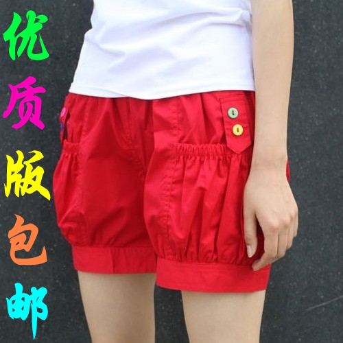 2025新款加大码纯棉短裤夏女韩版胖mm休闲灯笼热裤宽松紧高腰显瘦
