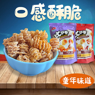 比萨卷烧烤香辣番茄休闲膨化零食