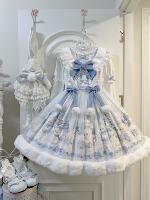 【 Winter Continuous Bear 】 Original lolita jsk Dress Cape lo Dress by Tachikawa Girls for Autumn and Winter thumbnail 3