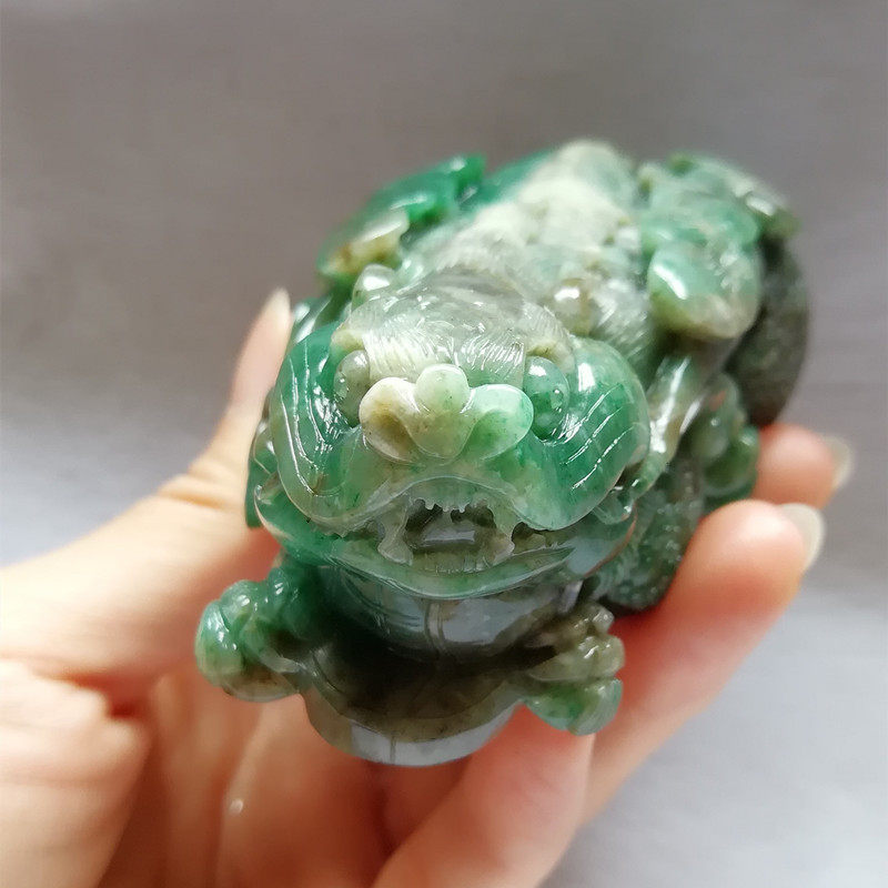 收藏天然玉独玉貔貅手把件南阳独山玉神兽手玩件把件茶宠摆件送证