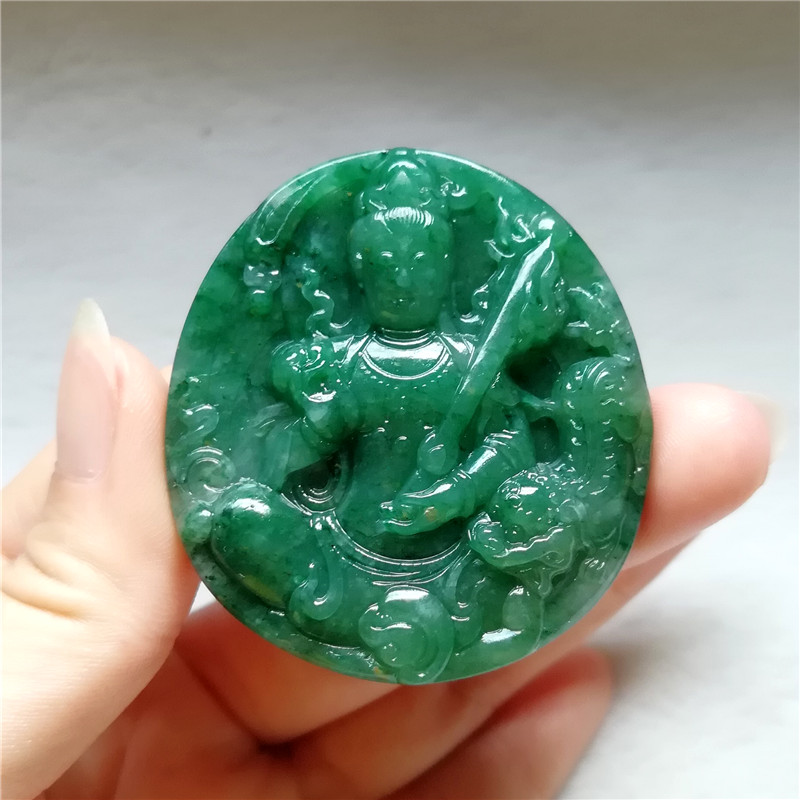 收藏玉器白天蓝独山玉观音菩萨吊坠南阳玉独玉挂件守护神玉佩送证