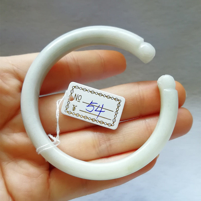 收藏南阳玉独山玉扁条手镯天然玉石独玉镯子54内径白玉手镯附证书