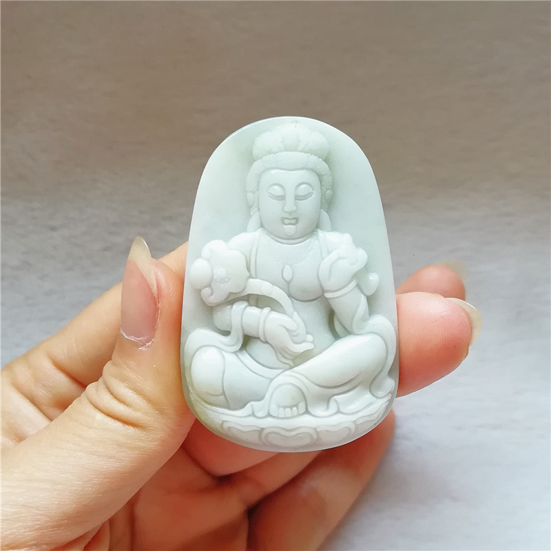 收藏天然独山玉观音吊坠玉佩玉石玉坠项链南阳玉独玉菩萨挂件送证
