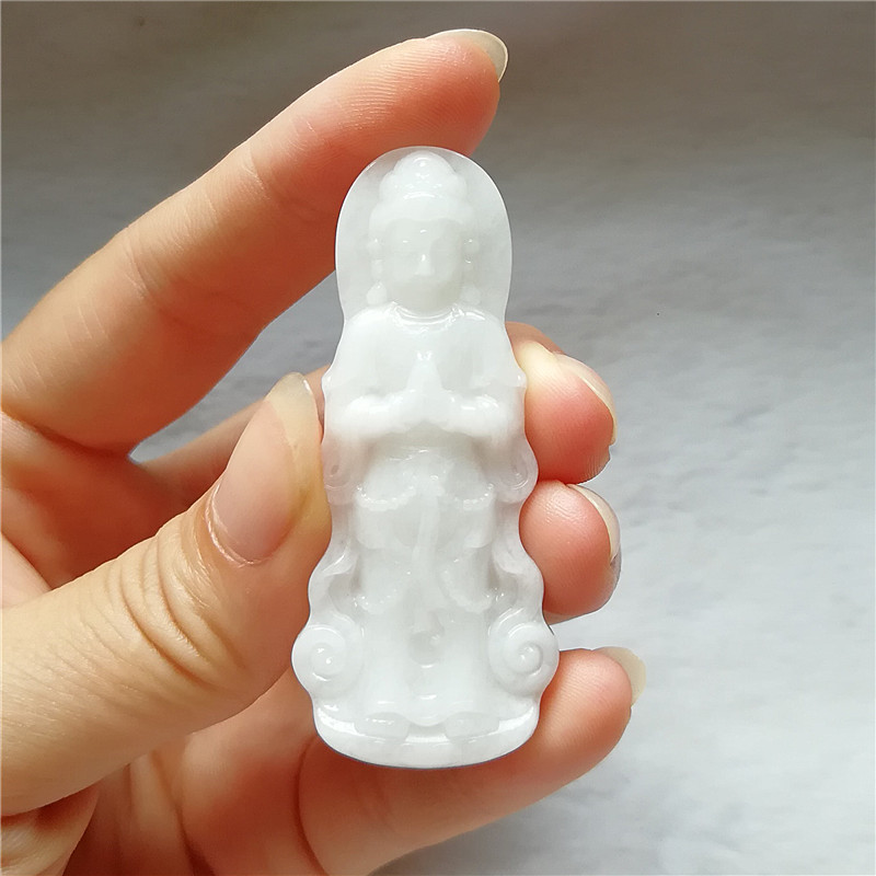 收藏天然玉独山玉站观音菩萨吊坠南阳玉独玉观音挂件牌子玉坠送证