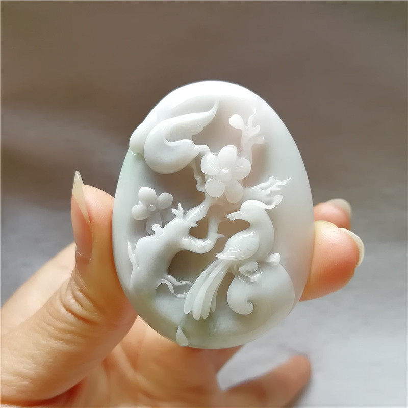 收藏天然芙蓉红独山玉喜鹊梅花吊坠南阳独玉喜鹊闹梅玉佩挂件送证