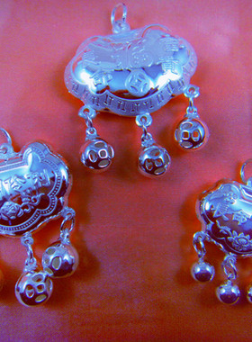 999纯银长命锁宝宝儿童银锁吊坠